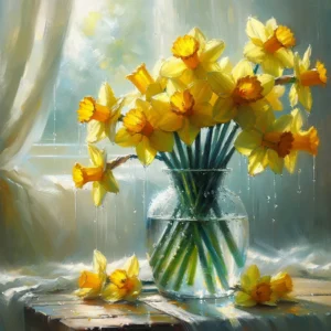 Daffodils in Glass Vase